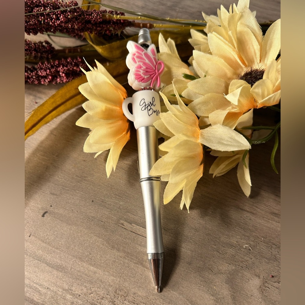 Breast, cancer awareness, boss, girl beaded pen